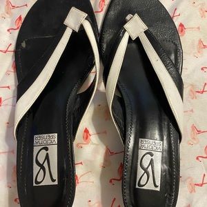 Black and White kitten heel sandals